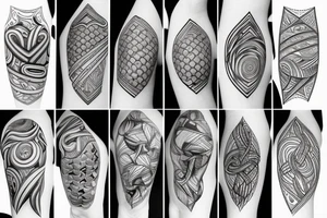 A series of line art knots seen through hexagonal skin breaks tattoo idea