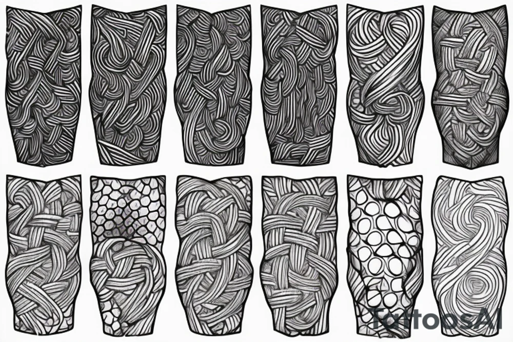 A series of line art knots seen through hexagonal skin breaks, placed on chest above heart tattoo idea
