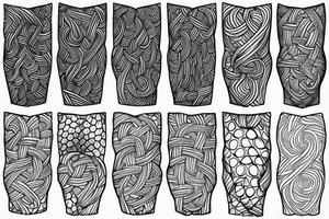 A series of line art knots seen through hexagonal skin breaks, placed on chest above heart tattoo idea