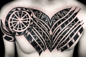 heagonal skin break on chest, over heart tattoo idea