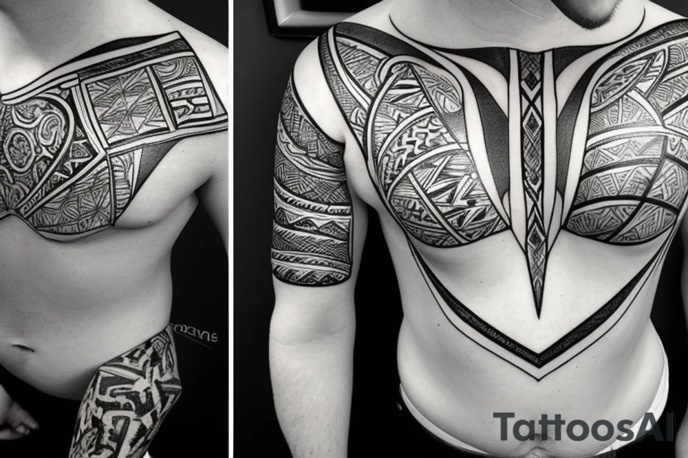 heagonal windows to underlying bone and muscle on chest, over heart tattoo idea