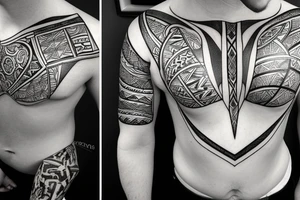 heagonal windows to underlying bone and muscle on chest, over heart tattoo idea