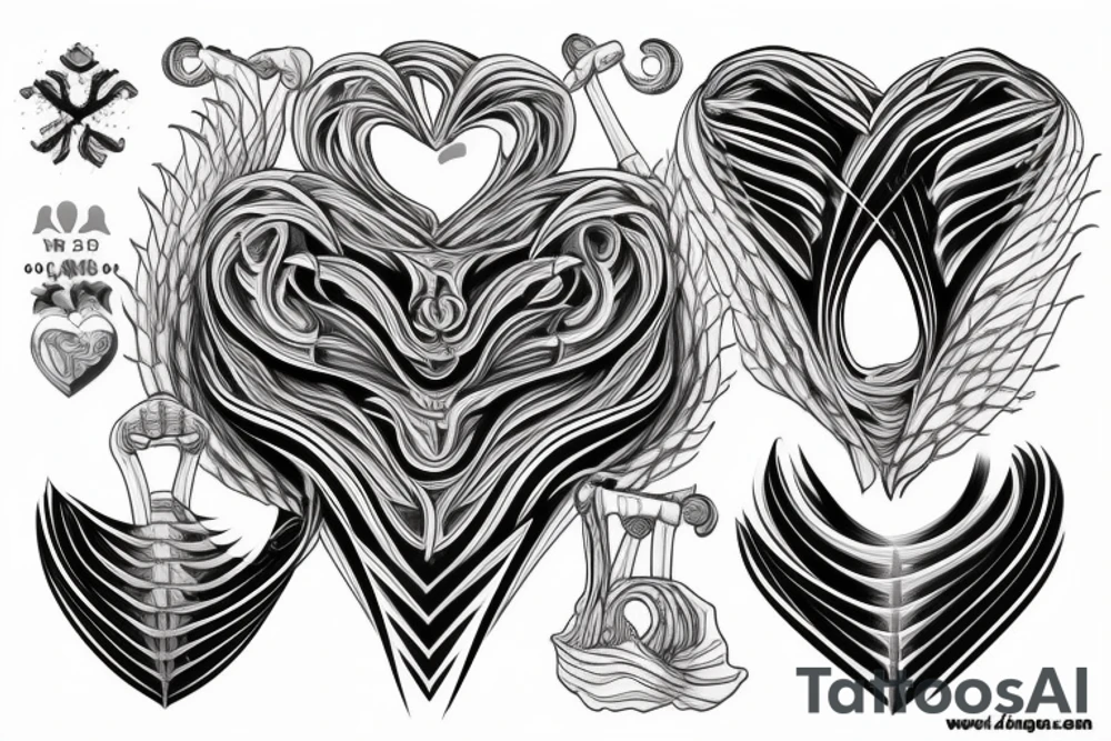 heagonal windows to underlying bone and muscle on chest, over heart tattoo idea