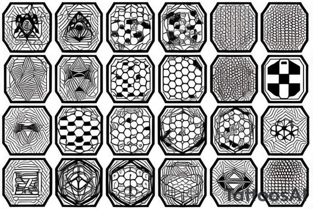 hexagonal grid of 13 hexagons tattoo idea