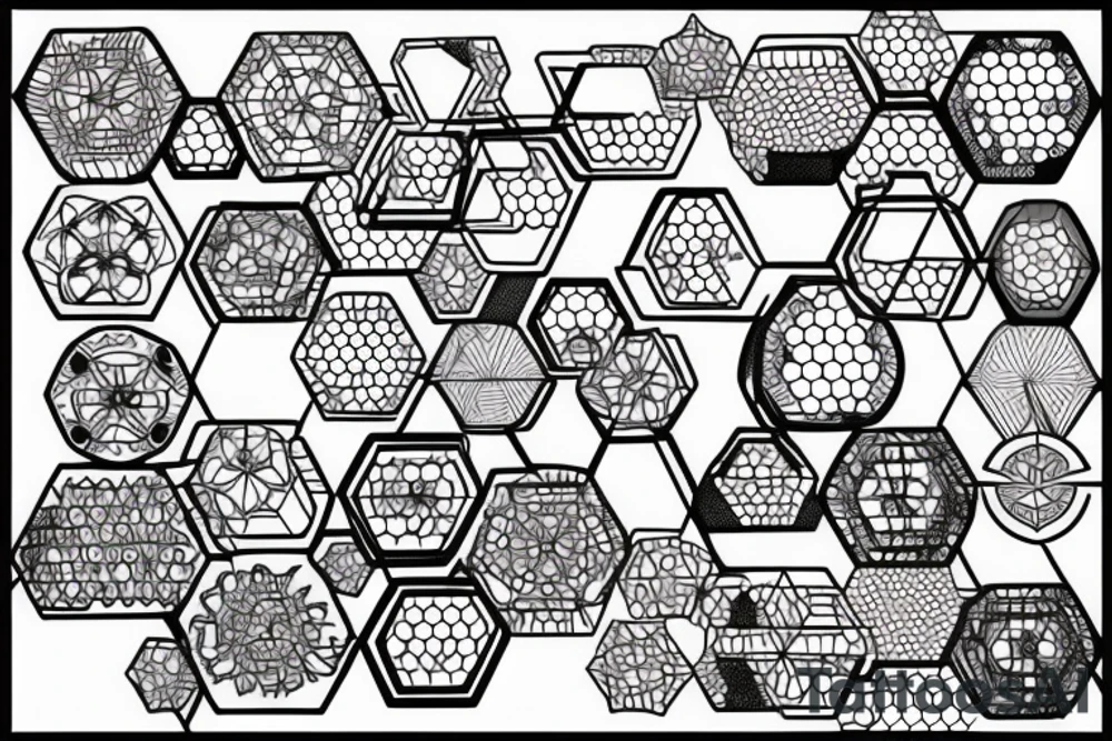 hexagonal grid of 13 hexagons tattoo idea