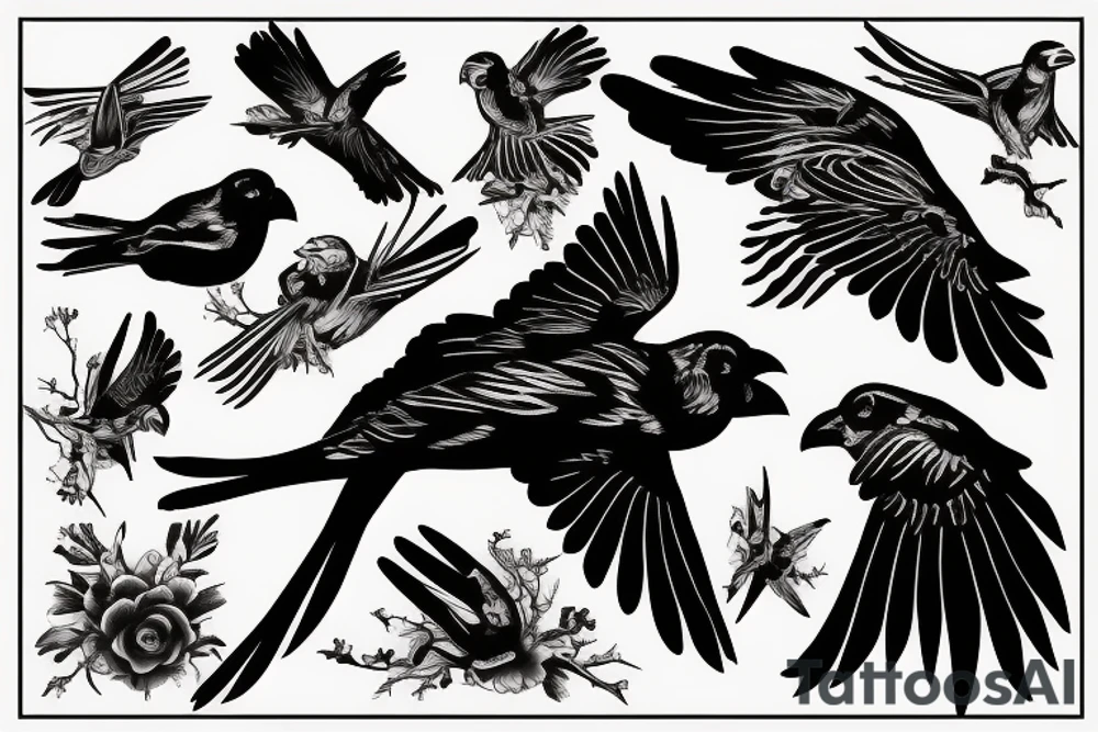 grateful dead bird song crow flying up tattoo idea