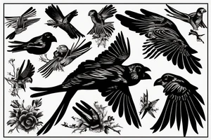 grateful dead bird song crow flying up tattoo idea