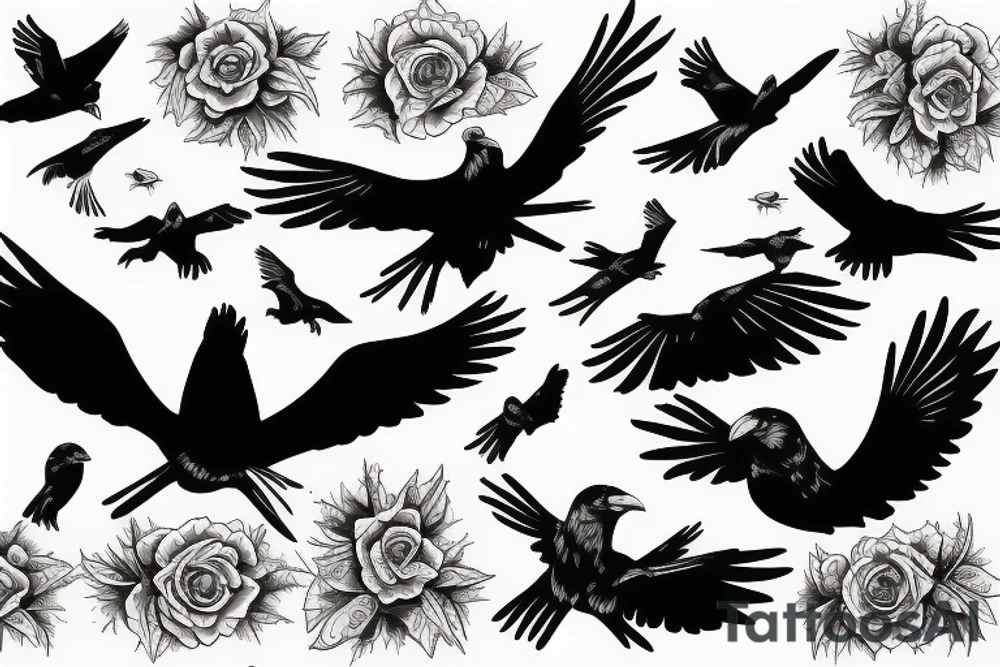 grateful dead bird song crow flying up tattoo idea