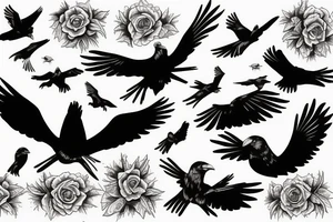 grateful dead bird song crow flying up tattoo idea