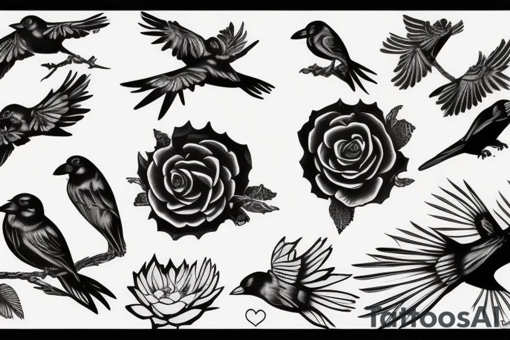 grateful dead bird song crow flying up tattoo idea