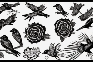 grateful dead bird song crow flying up tattoo idea