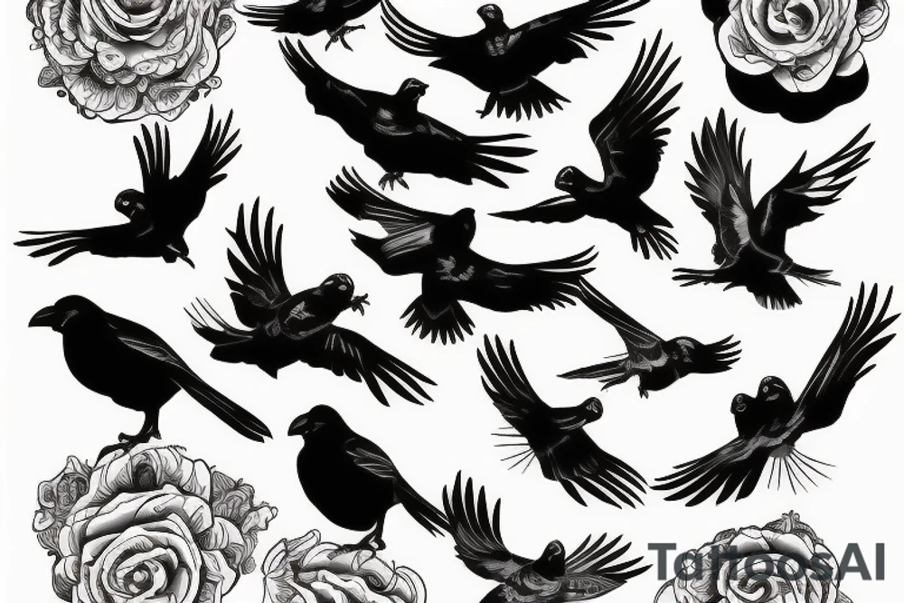 grateful dead bird song crow flying up tattoo idea