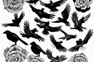 grateful dead bird song crow flying up tattoo idea