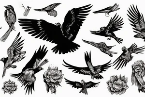grateful dead bird song crow flying up tattoo idea