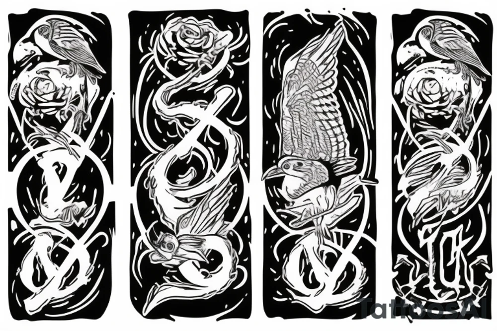 grateful dead bird song crow flying up tattoo idea