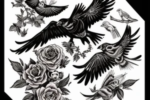 grateful dead bird song crow flying up tattoo idea