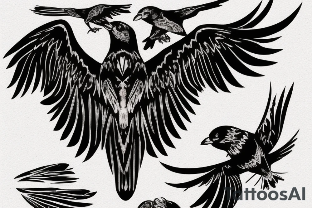 grateful dead bird song crow flying up tattoo idea