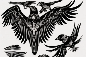 grateful dead bird song crow flying up tattoo idea