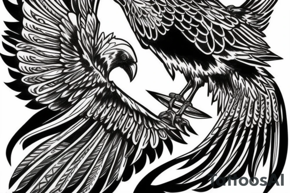 raven flying up tattoo idea