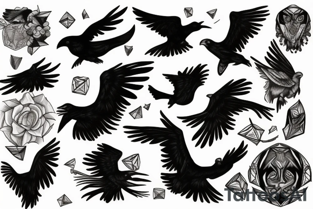 raven flying up tattoo idea