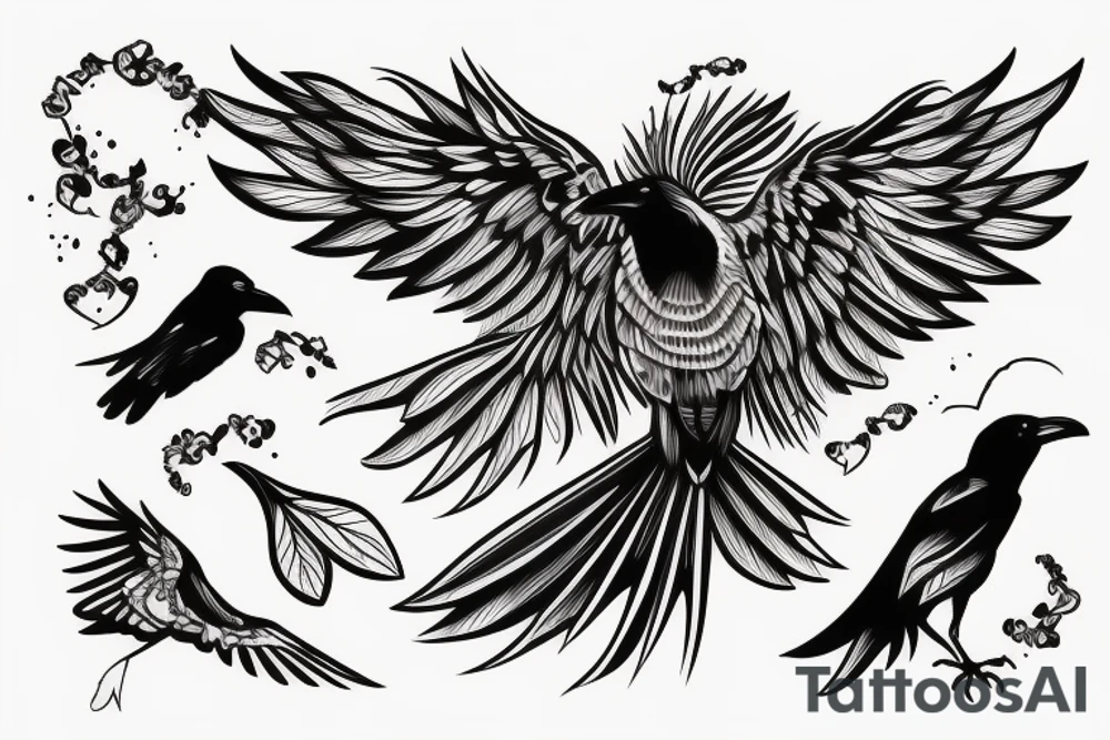 raven flying up tattoo idea