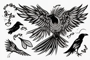 raven flying up tattoo idea