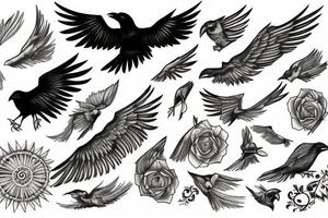 raven flying up tattoo idea