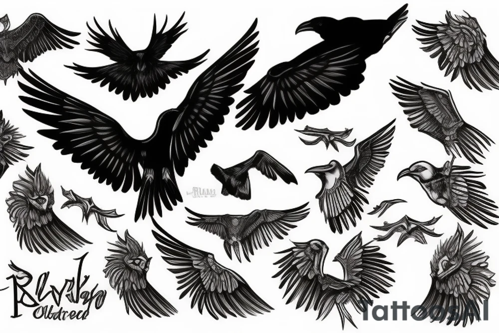 raven flying up tattoo idea