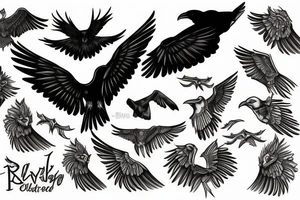 raven flying up tattoo idea