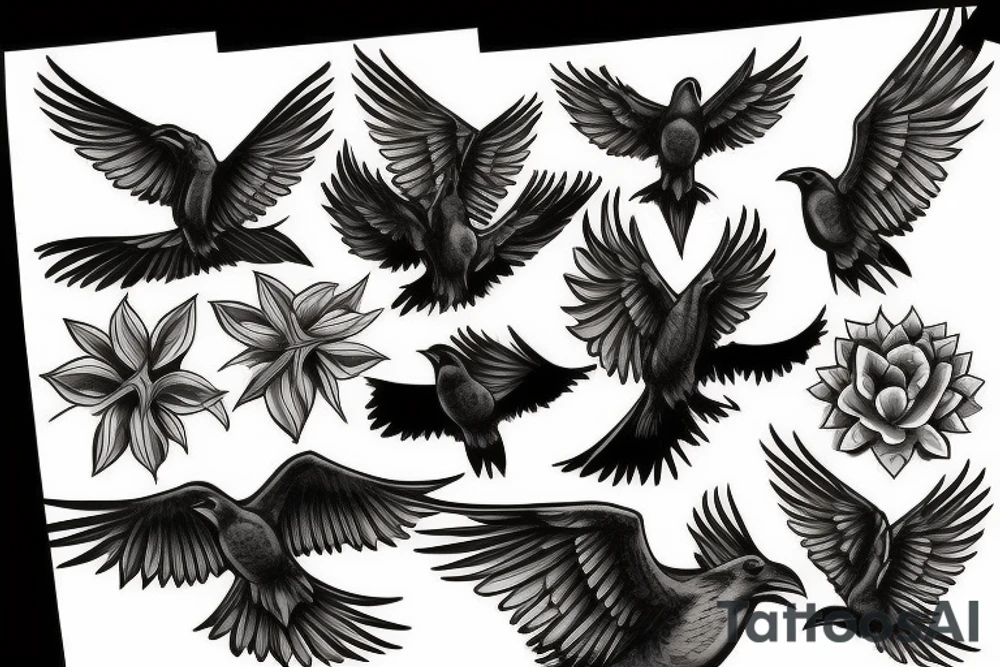 raven flying up tattoo idea