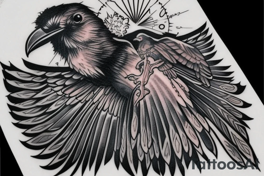 raven flying up tattoo idea