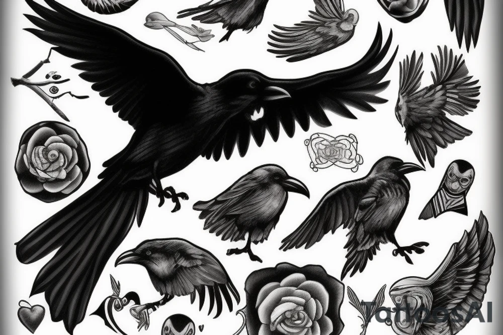 raven flying up tattoo idea