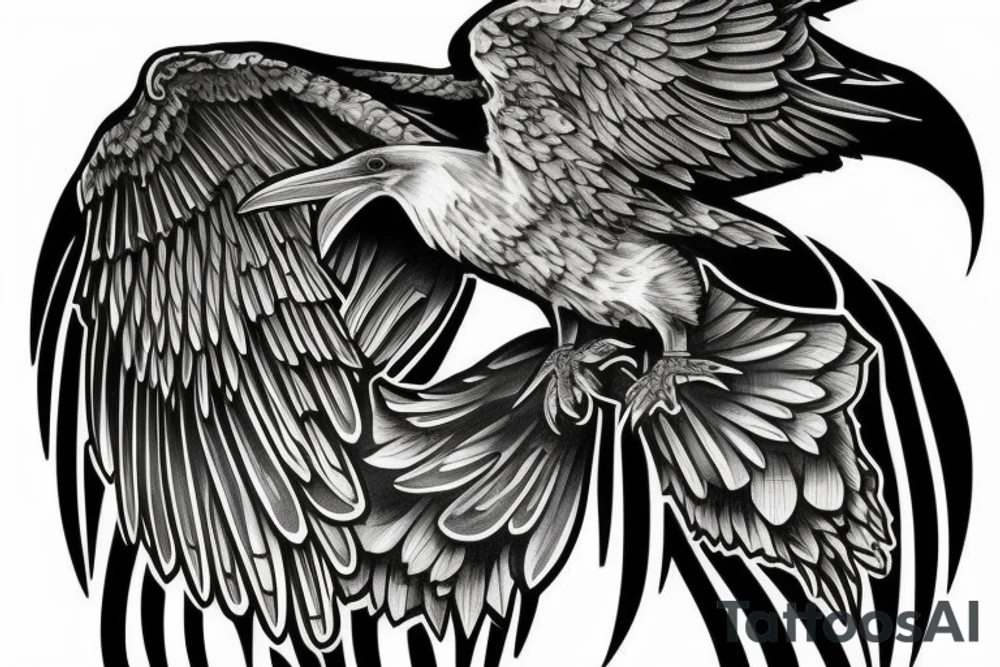 raven flying up tattoo idea