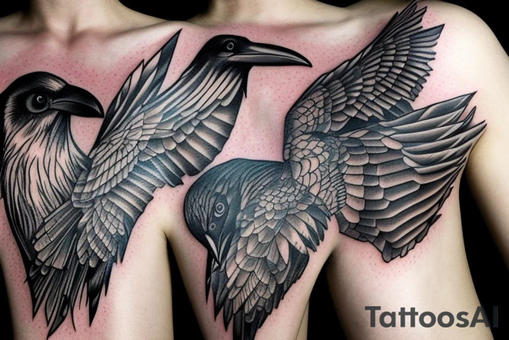 raven flying up tattoo idea