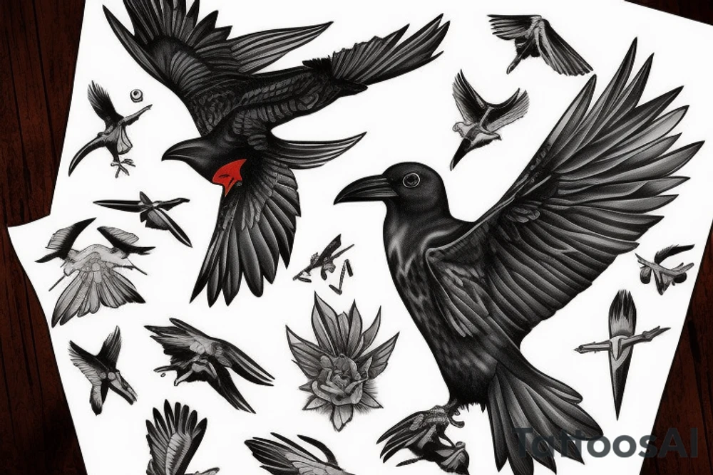 raven flying up tattoo idea