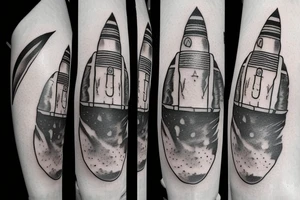 Small realistic rocket landed on mars tattoo idea