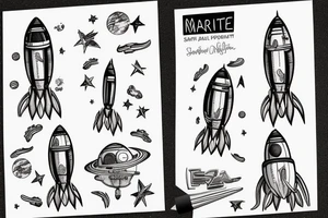 Small realistic rocket landed on mars tattoo idea