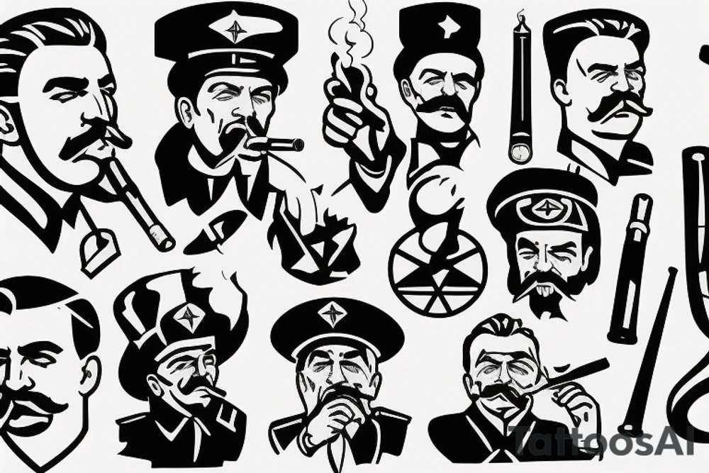 Joseph Stalin smoking pipe tattoo idea