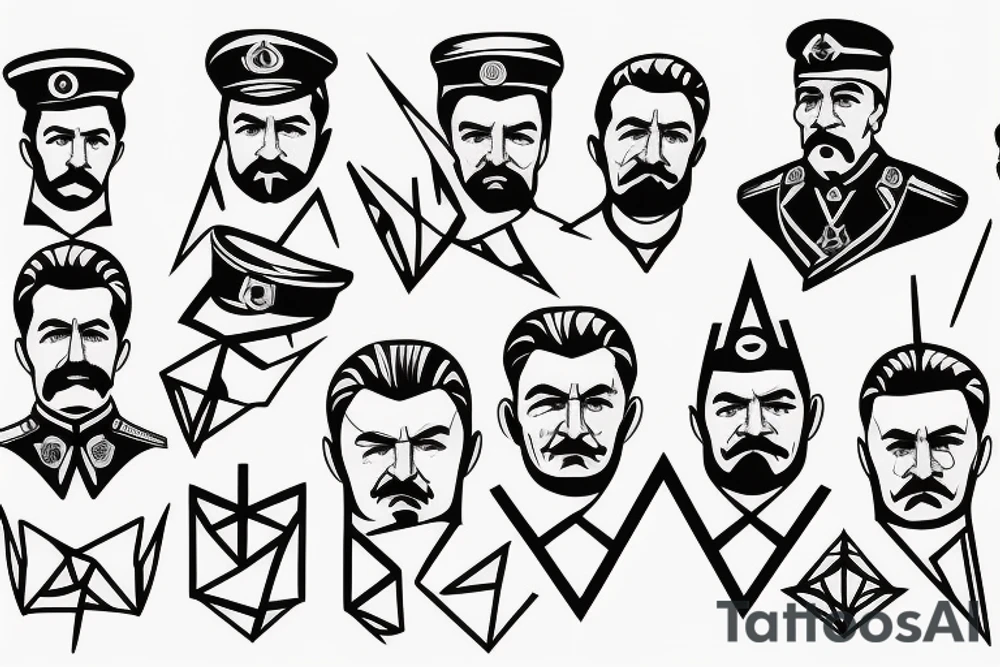 Joseph Stalin in geometric shape tattoo idea