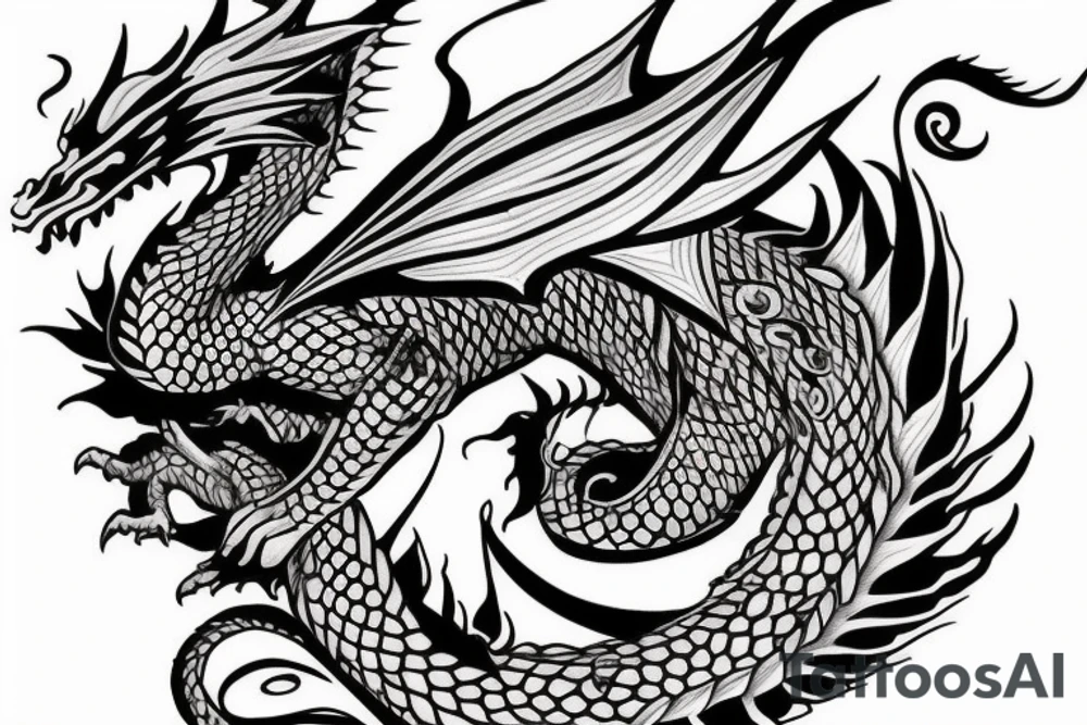 dragon with feminine features tattoo idea