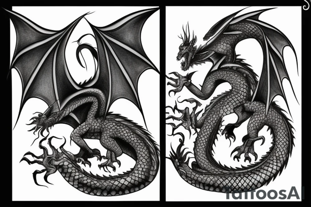 female dragon with light feature tattoo idea
