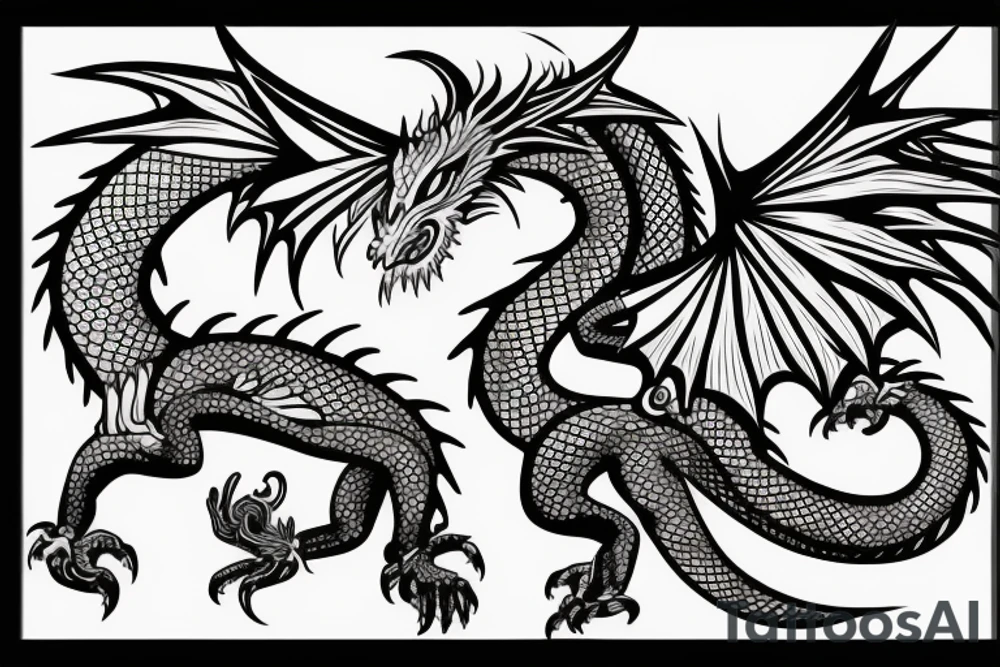 Nice female dragon with refined features tattoo idea