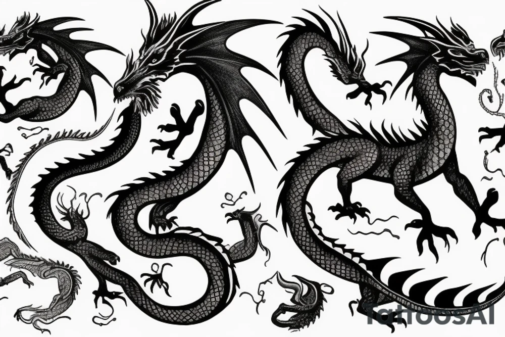 Nice female dragon with refined features tattoo idea