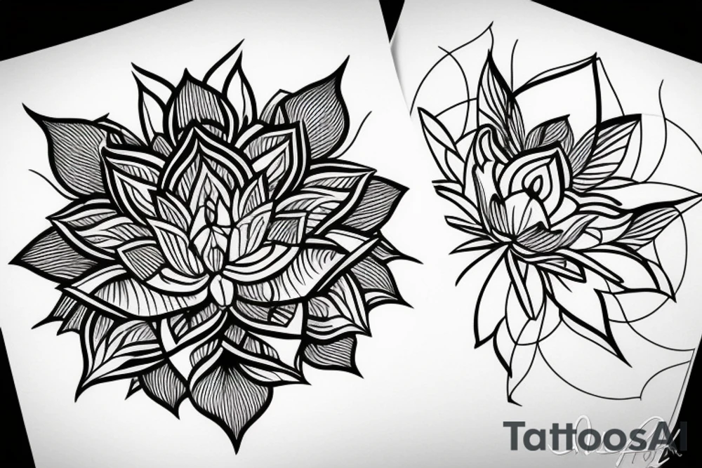 Lotus flower in one stroke tattoo idea