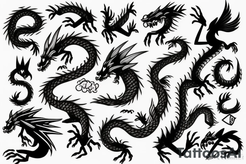 Nice little dragon spitting fire tattoo idea