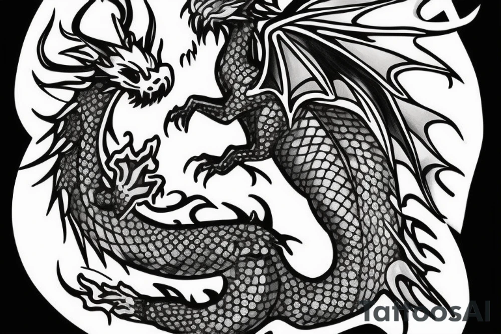 Nice little dragon spitting fire. His flame makes a heart tattoo idea