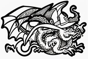 Nice little dragon with a hat and a phone in his hand tattoo idea