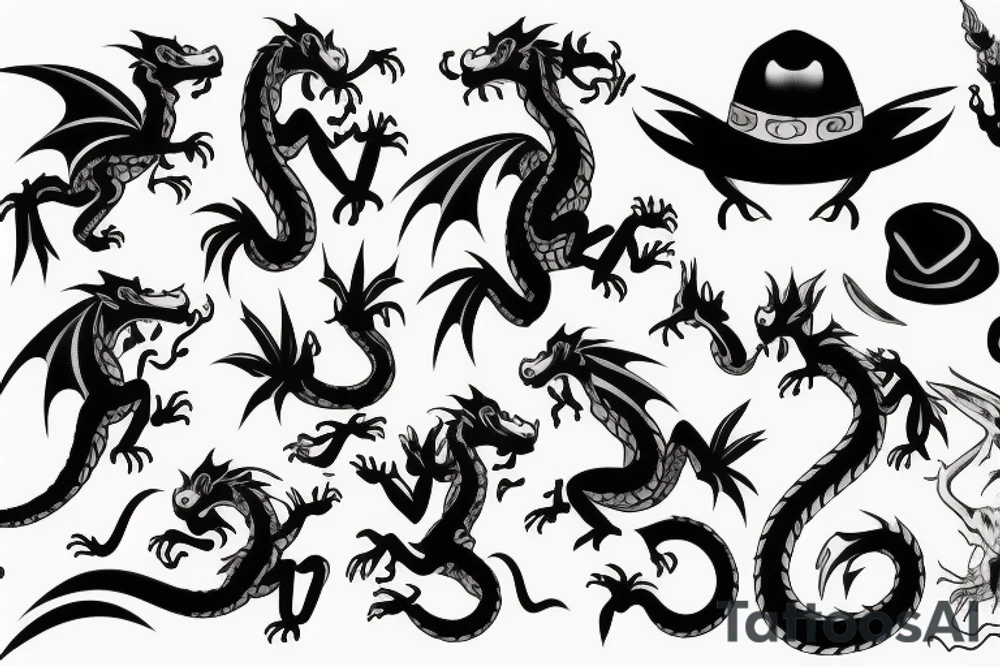 Nice little dragon with a hat tattoo idea