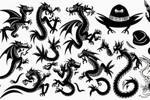Nice little dragon with a hat tattoo idea