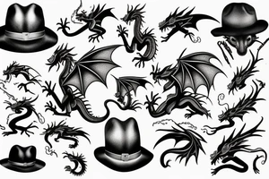 Nice little dragon with a hat tattoo idea